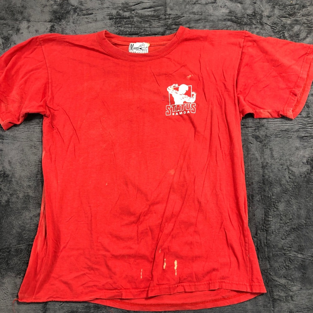 Magic Power Status Samoa T Shirt Mens‎ XL Red Pua Samoa Plumeria Graphic